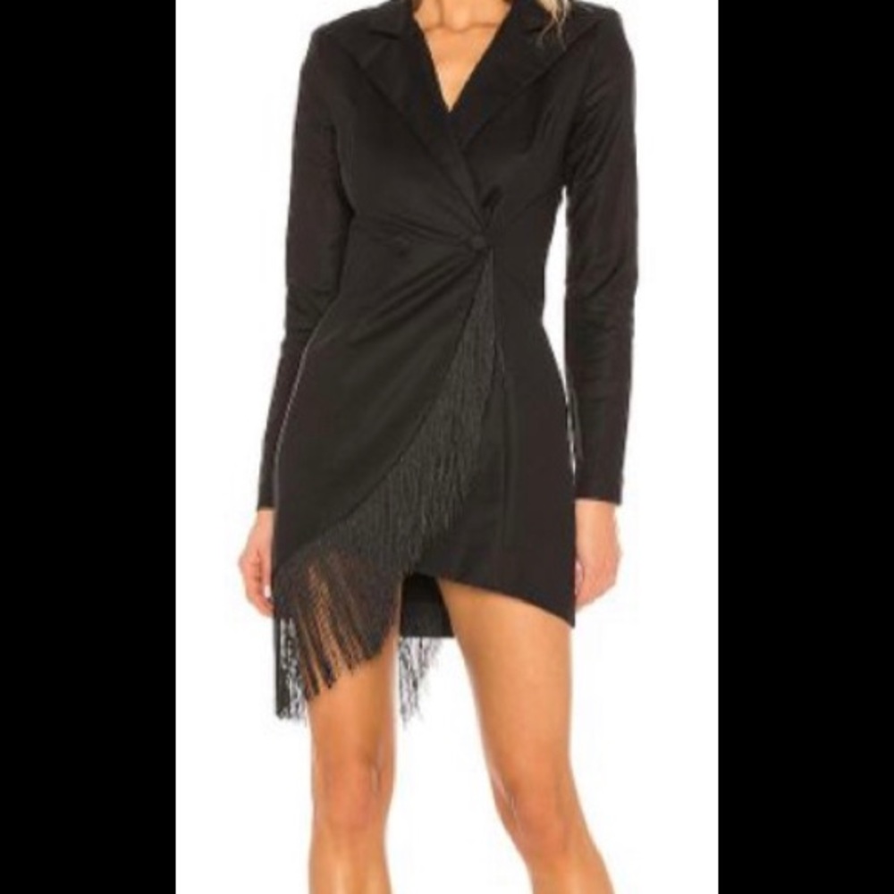 NBD Black Fringe Suit Jacket Mini Dress. Medium